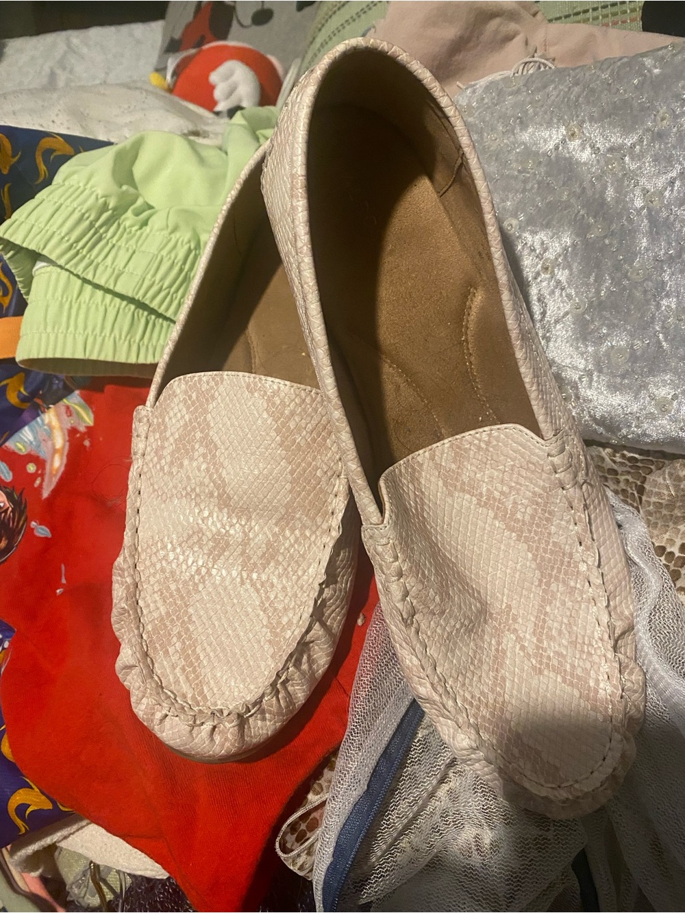 AEROSOLES Blush Snake-Print Slip-On Loafers